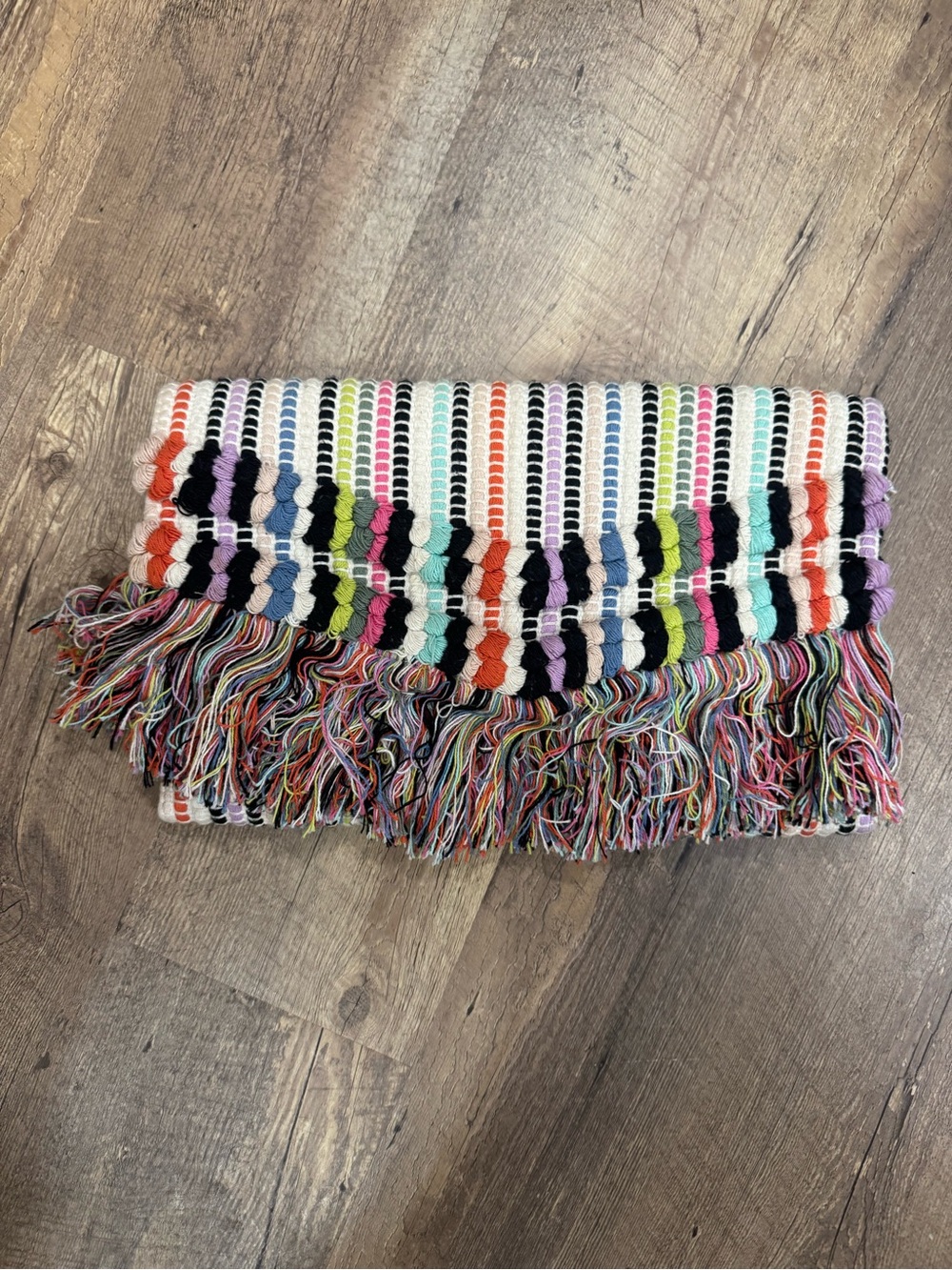 Stella & Dot Multicolor Woven Fringe Clutch